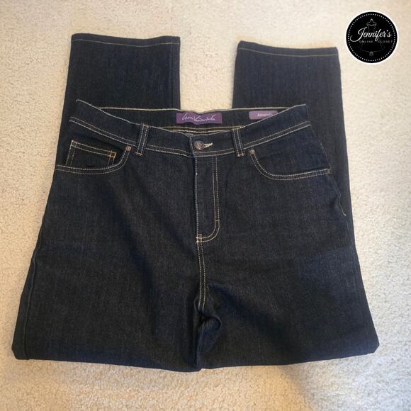 Gloria Vanderbilt Amanda Dark Wash Two-Tone Stitching Jeans Size 12P - Picture 2 of 7